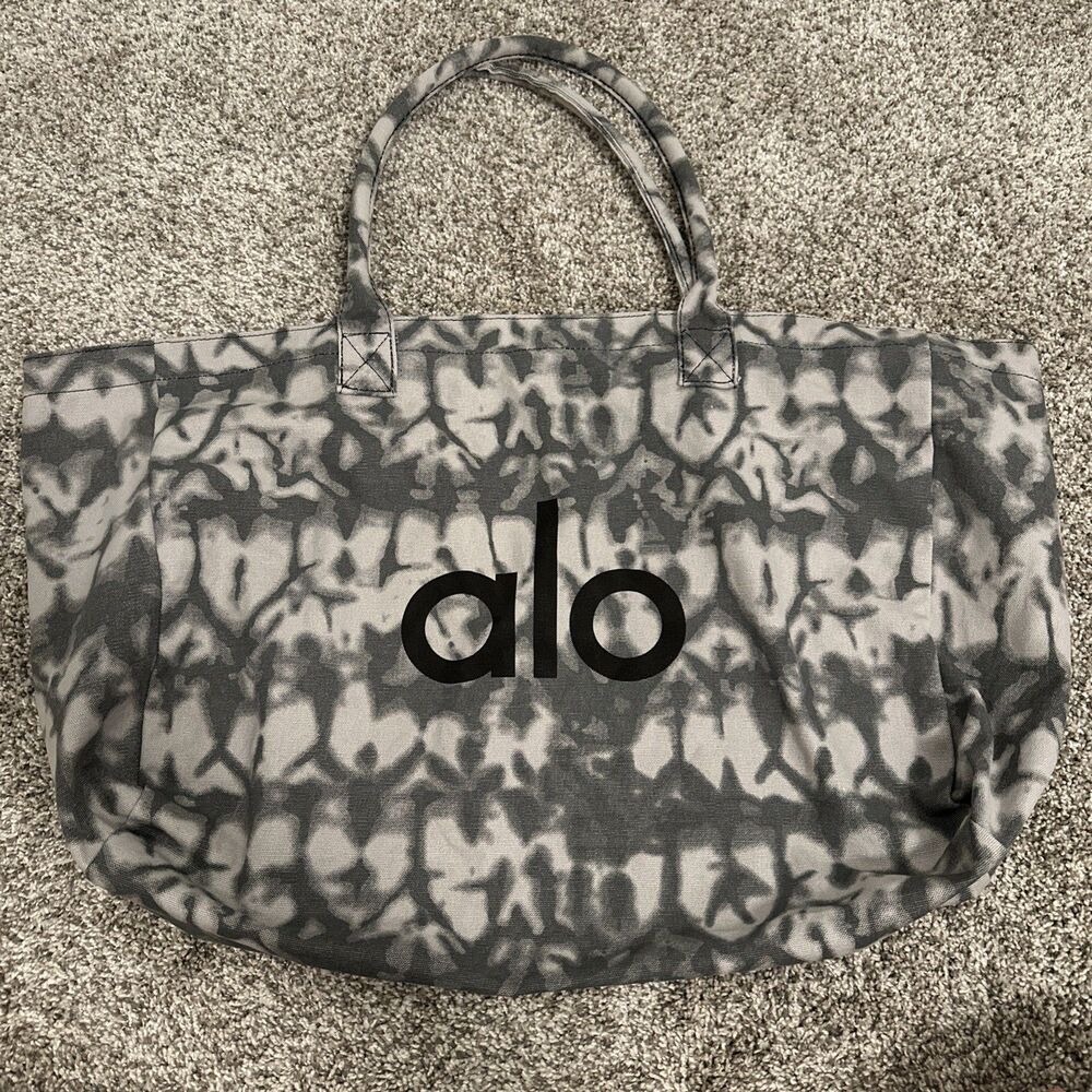 Alo Yoga Iconic Shopper Tote Grey Tie Dye Oversized Large Gym Bag One Size